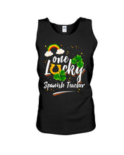 Load image into Gallery viewer, Rainbow And Cloud Horseshoe One Lucky Spanish Teacher St Patrick's Day Gift Unisex Tank Top
