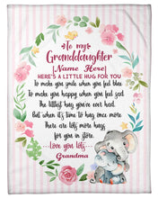 Load image into Gallery viewer, Floral Circle Custom Name Grandma Gift For Granddaughter A Little Hug For You Fleece Blanket
