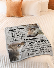 Load image into Gallery viewer, Wolf Grandma Gift For Grandson Believe In Yourself Fleece Blanket
