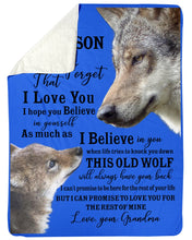 Load image into Gallery viewer, Wolf Grandma Gift For Grandson Believe In Yourself Sherpa Blanket
