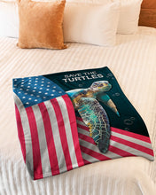 Load image into Gallery viewer, Save The Turtles USA Flag Gift For Animal Lovers Fleece Blanket
