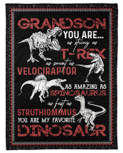 Load image into Gallery viewer, Grandma Gift For Grandson You Are Strong As T Rex Fleece Blanket
