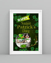 Load image into Gallery viewer, Bernese Mountain  And Baby Yoda Shamrock St. Patrick's Day Color Changing Mug Vertical Poster
