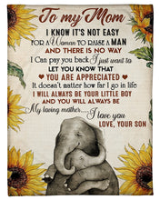 Load image into Gallery viewer, Elephant Son Gift For Mom I Will Always Be Your Little Boy Fleece Blanket
