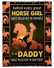 Load image into Gallery viewer, Dad Gift For Daughter Behind Every Great Horse Girl Who Believes In Herself Fleece Blanket
