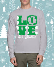 Load image into Gallery viewer, 1st Grade Love White Clover St Patrick's Day Gift For Teacher Unisex Long Sleeve
