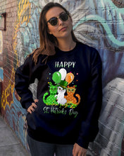 Load image into Gallery viewer, Lovely Cat And Balloons Happy St Patrick's Day Gift For Cat Lovers Sweatshirt
