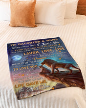 Load image into Gallery viewer, Lion On The Brink Of Mountain Laugh Love Live Custom Name Gift For Daughter Fleece Blanket
