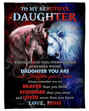 Load image into Gallery viewer, Lion Versus Wolf Straighten Your Crown Gift For Daughter Fleece Blanket
