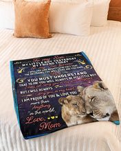 Load image into Gallery viewer, Lion My Son Forever Mom Gift For Son Fleece Blanket
