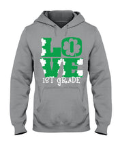 Load image into Gallery viewer, 1st Grade Love White Clover St Patrick's Day Gift For Teacher Hoodie

