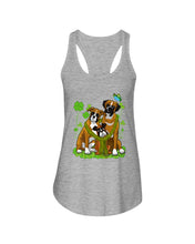 Load image into Gallery viewer, Funny Boxer With Butterflies Clover St Patrick's Day Gift For Dog Lovers Ladies Flowy Tank
