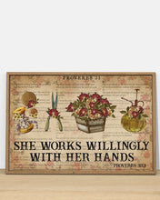Load image into Gallery viewer, She Works Willingly With Hand Floristry Gift For Florist Horizontal Poster

