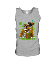 Load image into Gallery viewer, Funny Boxer With Butterflies Clover St Patrick's Day Gift For Dog Lovers Unisex Tank Top
