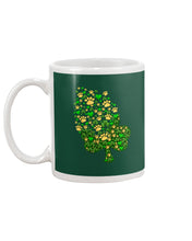 Load image into Gallery viewer, Dog Paws And Clover Shamrock Design St Patrick's Day Gift For Dog Lovers Mug
