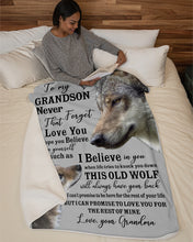 Load image into Gallery viewer, Wolf Grandma Gift For Grandson Believe In Yourself Sherpa Blanket
