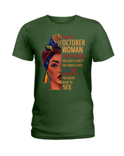 Load image into Gallery viewer, Im An October Woman I Have Three Sides Birthday Gift Ladies Tee
