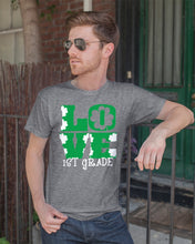 Load image into Gallery viewer, 1st Grade Love White Clover St Patrick's Day Gift For Teacher Guys Tee
