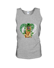 Load image into Gallery viewer, German Shepherd Green And White Clover Design St Patrick's Day Gift For Dog Lovers Unisex Tank Top

