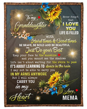 Load image into Gallery viewer, Mema Gift For Granddaughter Carry You In My Heart Sunflower Fleece Blanket
