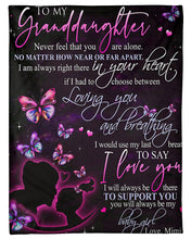 Load image into Gallery viewer, Mimi Gift For Granddaughter Butterflies Loving You And Breathing Fleece Blanket
