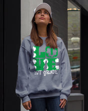 Load image into Gallery viewer, 1st Grade Love White Clover St Patrick's Day Gift For Teacher Sweatshirt
