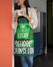 Load image into Gallery viewer, Green Top Hat I'm A Lucky School Counselor St Patrick's Day Gift Apron
