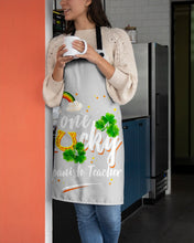 Load image into Gallery viewer, Rainbow And Cloud Horseshoe One Lucky Spanish Teacher St Patrick's Day Gift Apron

