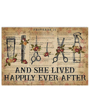 Load image into Gallery viewer, Gift For Hairstylist She Lived Happily Ever After Horizontal Poster

