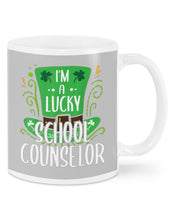Load image into Gallery viewer, Green Top Hat I'm A Lucky School Counselor St Patrick's Day Gift Mug

