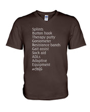Load image into Gallery viewer, Splints Button Hook Therapy Putty Goniometer Resistance Bands Guys V-Neck
