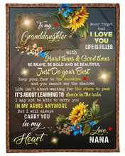 Load image into Gallery viewer, Nana Gift For Granddaughter Carry You In My Heart Sunflower Fleece Blanket
