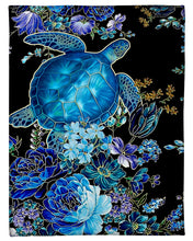 Load image into Gallery viewer, I Love Sea Turtle And Flowers Gift For Girls Fleece Blanket
