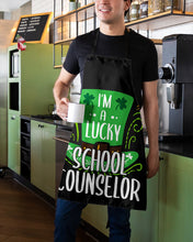 Load image into Gallery viewer, Green Top Hat I'm A Lucky School Counselor St Patrick's Day Gift Apron
