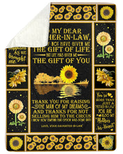 Load image into Gallery viewer, Sunflowers Gift For Mother In Law You Are Also My Daughter In Heart Sherpa Blanket
