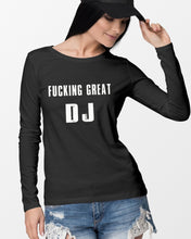 Load image into Gallery viewer, Fucking Great DJ Black And White Printed Mug Unisex Long Sleeve
