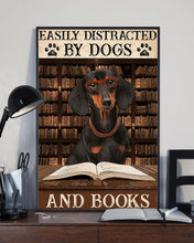 Load image into Gallery viewer, Easily Distracted By Dachshunds Dogs And Books Gift For Dog Lovers Vertical Poster
