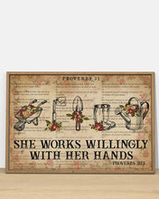 Load image into Gallery viewer, Catchphrase Works Willingly With Hand Gardening Gift For Garden Lovers Horizontal Poster
