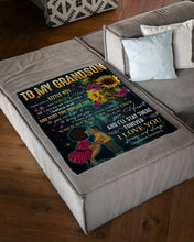 Load image into Gallery viewer, Pink Butterflies Sunflower I'll Stay There Forever Grandma Gift For Grandson Fleece Blanket
