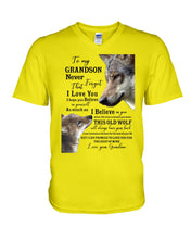 Load image into Gallery viewer, Wolf Grandma Gift For Grandson Believe In Yourself Guys V-Neck
