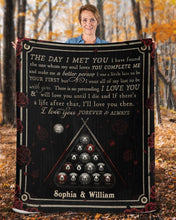 Load image into Gallery viewer, Custom Name Gift For Lovers Billiard The Day I Met You Sherpa Blanket

