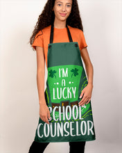 Load image into Gallery viewer, Green Top Hat I'm A Lucky School Counselor St Patrick's Day Gift Apron
