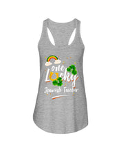 Load image into Gallery viewer, Rainbow And Cloud Horseshoe One Lucky Spanish Teacher St Patrick's Day Gift Ladies Flowy Tank
