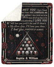 Load image into Gallery viewer, Custom Name Gift For Lovers Billiard The Day I Met You Sherpa Blanket
