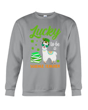 Load image into Gallery viewer, Llama Lucky To Be A Science Teacher Green Books St Patrick's Day Gift Sweatshirt
