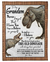 Load image into Gallery viewer, Nana Gift For Grandson T Rex The Rest Of Mine Brown Border Fleece Blanket
