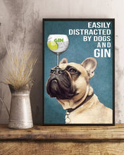 Load image into Gallery viewer, Funny French Bulldog And Gin Blue Background Gift For Dog Lovers Vertical Poster

