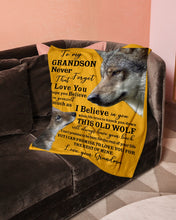 Load image into Gallery viewer, Wolf Grandma Gift For Grandson Believe In Yourself Fleece Blanket
