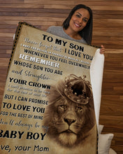 Load image into Gallery viewer, Remember Whose Son You Are Mom Gift For Son Sherpa Blanket
