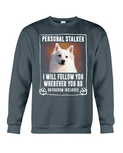 Load image into Gallery viewer, American Eskimo Personal Stalker St. Patrick's Day Printed Mug Sweatshirt
